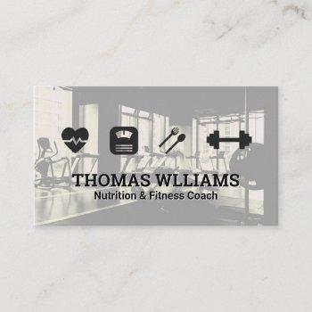 fitness nutrition icons | gym background business card