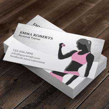 fitness personal trainer beauty girl modern business card
