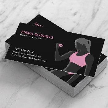 fitness personal trainer black & pink business card