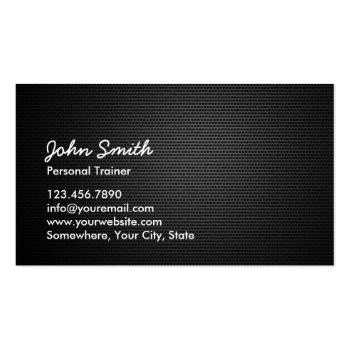 Small Fitness & Personal Trainer Dark Metal Business Card Back View