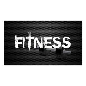 Small Fitness & Personal Trainer Dark Metal Business Card Front View