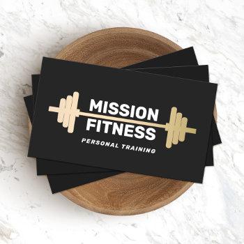 fitness personal trainer gold  barbell business card
