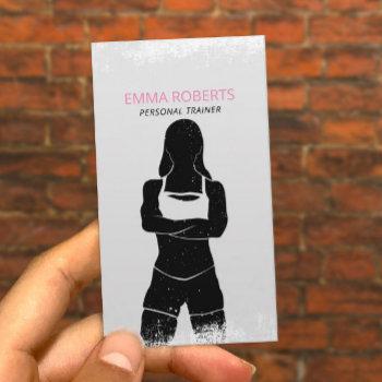 fitness personal trainer grunge fit girl business card