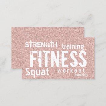 fitness personal trainer rose gold glitter business card