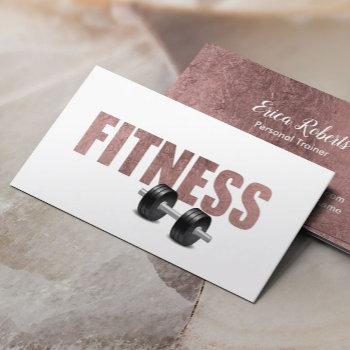 fitness personal trainer rose gold typography business card