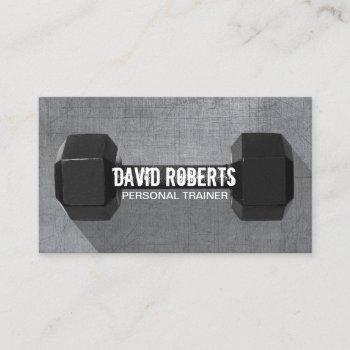 fitness trainer professional dumbbell cool metal business card