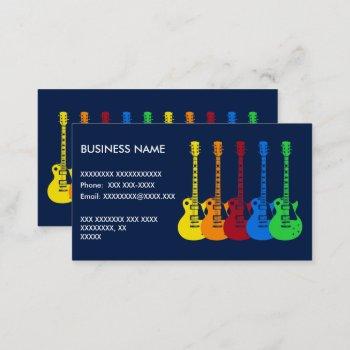 five colorful electric guitars  business card
