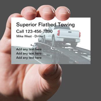 flatbed towing services local business cards