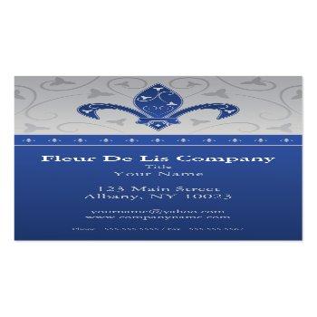 Small Fleur De Lis Silver & Blue Business Card Front View