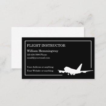 flight instructor modern jet airplane business card
