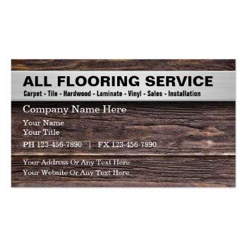 Small Flooring Services Wood Look Art Background Business Card Front View