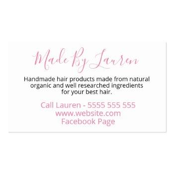 Small Floral Chalkboard Handmade Natural Hair Products Business Card Back View