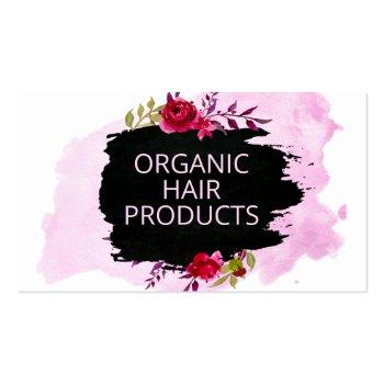 Small Floral Chalkboard Handmade Natural Hair Products Business Card Front View