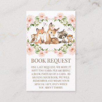 floral frame woodland baby shower book request business card