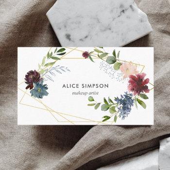 floral girly wildflowers elegant white business card