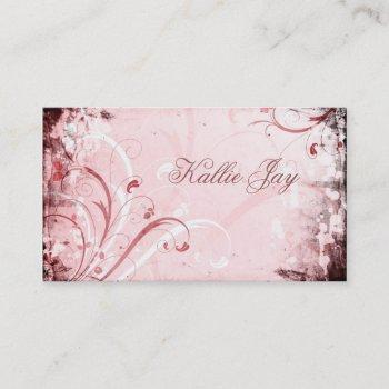 Small Floral Grunge Business Card Front View