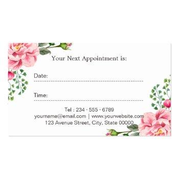 Small Floral Hair Stylist Logo Beauty Salon Appointment Back View