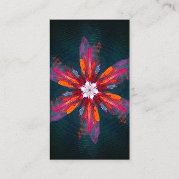 floral mandala flowers orange red blue abstract business card