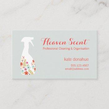 floral spray bottle house cleaning logo business business card