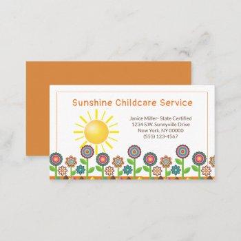 flowers and sunshine child daycare service business card
