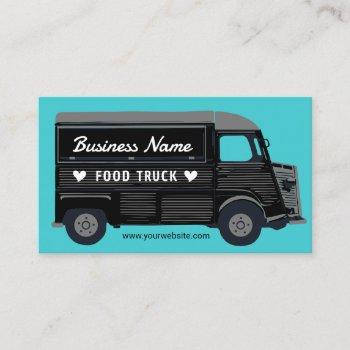 food truck street kitchen black van catering business card