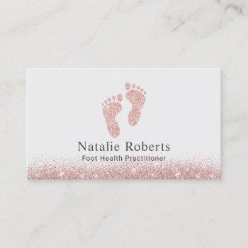 foot healthcare practitioner rose gold glitter business card