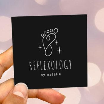 foot reflexology massage therapy cute foot spa square business card