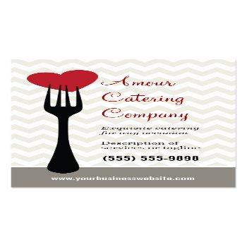 Small Forked Heart Restaurant/catering Business Card Front View