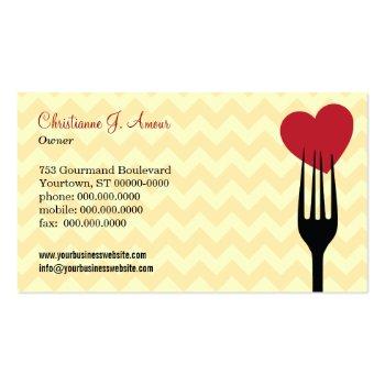 Small Forked Heart Restaurant/catering Business Card Back View