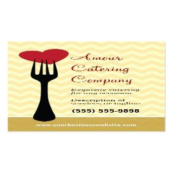 Small Forked Heart Restaurant/catering Business Card Front View