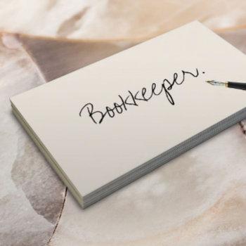 free handwriting script bookkeeper business card