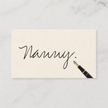 free handwriting script nanny business card