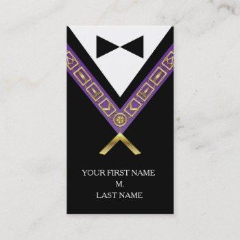 freemason business cards - masonic purple & gold