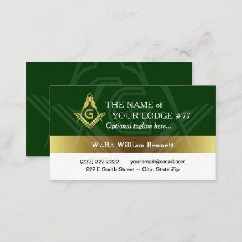 freemason green and gold masonic business card
