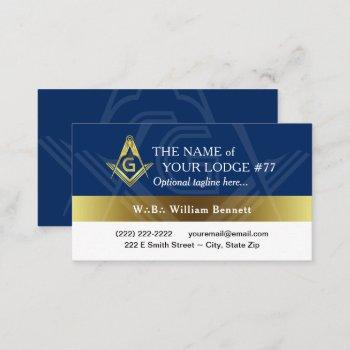 freemason navy blue and gold masonic business card