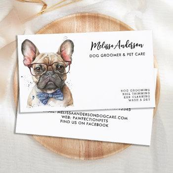 french bulldog dog groomer puppy pet care business card