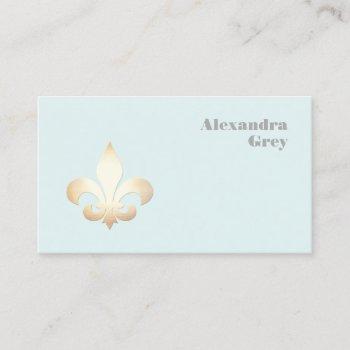 french gold leaf fleur de lis light blue business card
