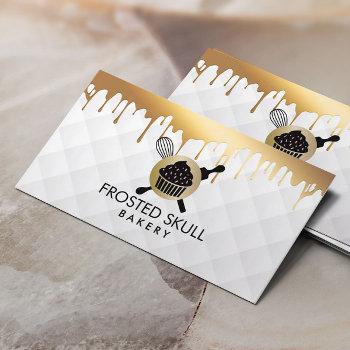 Small Frosted Skull Bakery Custom Crossbones Logo Business Card Front View