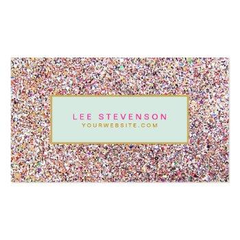 Small Fun Colorful Glitter Beauty Salon And Boutique Business Card Front View