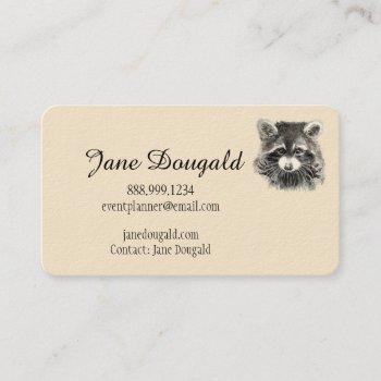 fun cute watercolor raccoon animal business card