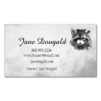 fun cute watercolor raccoon animal  business card magnet
