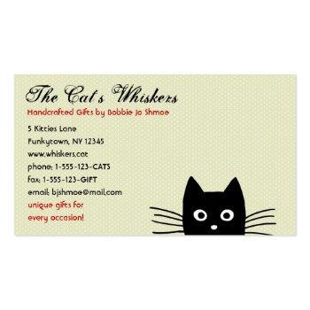 Small Funky Black Cat Curious Peeking Kitty Cute Funny Business Card Front View