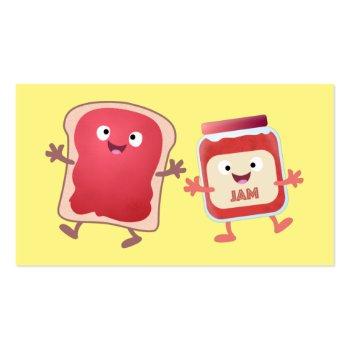 Small Funny Bread And Jam Cartoon Characters Business Card Back View