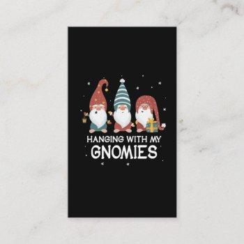 funny christmas gnomies santa claus gnome garden business card