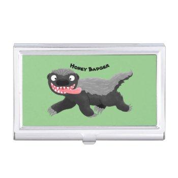 funny hungry honey badger cartoon illustration business card case