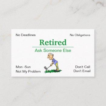 funny out of business retirement man golfing business card