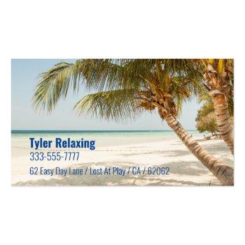 Small Funny Retired, Beach & Palms, Diy Profession Gag Business Card Back View