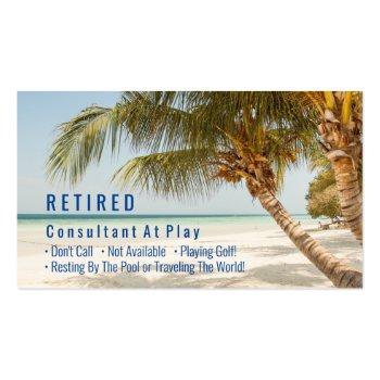 Small Funny Retired, Beach & Palms, Diy Profession Gag Business Card Front View