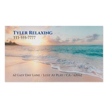 Small Funny Retired, Sunset Beach, Diy Profession Gag Bu Business Card Back View