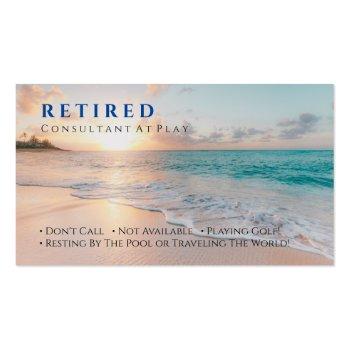 Small Funny Retired, Sunset Beach, Diy Profession Gag Bu Business Card Front View